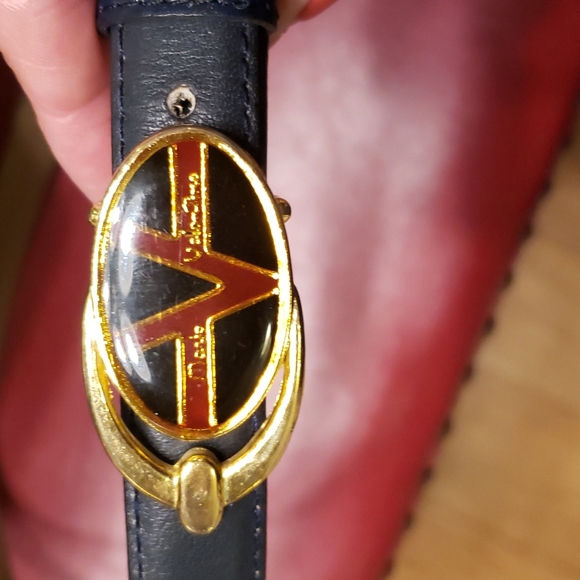 Mario Valentino calfskin navy belt